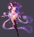  boots breasts bug butterfly detached_sleeves hair_ornament insect knee_boots large_breasts legs long_hair midriff navel original pink_eyes pink_hair solo zhang_wei_yi 