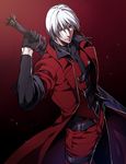  dante_(devil_may_cry) devil_may_cry devil_may_cry_1 fingerless_gloves gloves jacket kuren male_focus rebellion_(sword) red_jacket solo sword weapon white_hair 