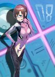  bad_id bad_pixiv_id blue_eyes bodysuit brown_hair evangelion:_3.0_you_can_(not)_redo fukurou_(suga0930) glasses hairband long_hair makinami_mari_illustrious neon_genesis_evangelion pink_bodysuit plugsuit rebuild_of_evangelion solo twintails 