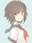  black_eyes black_hair idolmaster idolmaster_(classic) kikuchi_makoto mcyu school_uniform short_hair simple_background solo 