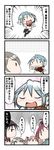  4girls 4koma akemi_homura blue_hair blush chibi comic hairband highres instrument kamijou_kyousuke kaname_madoka mahou_shoujo_madoka_magica miki_sayaka multiple_girls sakura_kyouko silver_hair translated violin zundacroquette |_| 