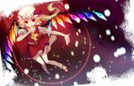  amo ascot blonde_hair finger_to_mouth flandre_scarlet hat red_eyes short_hair side_ponytail smile solo touhou wings 