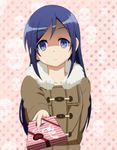  aragaki_ayase black_hair blue_eyes crazy_eyes incoming_gift lavoy_(kurakuro) long_hair ore_no_imouto_ga_konna_ni_kawaii_wake_ga_nai shaded_face skull solo valentine yandere 