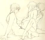  3boys anal blush bottomless eyes_closed from_behind kagami_taiga kiss kuroko_no_basuke kuroko_tetsuya male male_focus multiple_boys sweat topless yaoi 