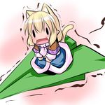  animal_ears blonde_hair blush cat_ears cat_tail chibi fang gradient gradient_background hoshizuki_(seigetsu) long_sleeves mizuhashi_parsee open_mouth paper_airplane puru-see short_hair solo tail touhou trembling vest |_| 