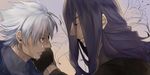  bad_id bad_pixiv_id berserker_(fate/zero) chikushou_desu fate/zero fate_(series) gloves hand_on_another's_face lancelot_(fate/zero) long_hair matou_kariya multiple_boys purple_hair tears white_hair 