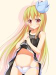  asa_no_ha blonde_hair blush bow bow_panties brown_eyes dress dress_lift kimidori_(ico) lifted_by_self long_hair navel original panties solo underwear white_panties 