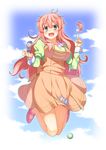  blush fairy_(jintai) green_eyes highres jinrui_wa_suitai_shimashita long_hair open_mouth pink_hair racer_(magnet) skirt smile solo watashi_(jintai) 