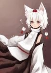  ? animal_ears bare_shoulders detached_sleeves expressionless hat inubashiri_momiji looking_at_viewer red_eyes short_hair solo tokin_hat touhou upper_body white_hair window1228 wolf_ears 