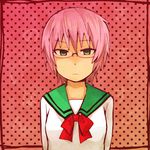  genderswap genderswap_(mtf) glasses green_eyes pink_hair saiki_kusuko saiki_kusuo saiki_kusuo_no_psi_nan school_uniform serafuku short_hair solo vwromaxyz 