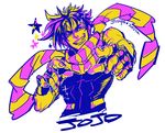  bad_id bad_pixiv_id fingerless_gloves gloves grin jojo_no_kimyou_na_bouken joseph_joestar_(young) kogashirou male_focus scarf smile solo sparkle star 