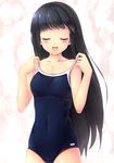  asai_ren bad_id bad_pixiv_id black_hair breasts closed_eyes highres komimiyako long_hair one-piece_swimsuit power_pro_kun_pocket power_pro_kun_pocket_12 school_swimsuit small_breasts swimsuit 