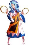  alphes_(style) blue_eyes blue_hair dairi dress full_body holding hood hoop jewelry kesa kumoi_ichirin long_hair long_sleeves looking_at_viewer multicolored multicolored_clothes multicolored_dress necklace parody pendant smile socks solo standing style_parody touhou transparent_background wide_sleeves 