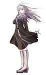  blue_eyes boots clannad coat dormant_wing hairband long_hair sakagami_tomoyo silver_hair solo 