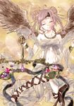  ahoge ankle_lace-up bad_id bad_pixiv_id balance_scale cardfight!!_vanguard cross-laced_footwear crossover fusion gem maiden_of_libra monicanc saigyouji_yuyuko solo touhou weighing_scale wings 