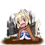  animal_ears blonde_hair blush cape cat_ears cat_tail chibi extra_ears fang hoshizuki_(seigetsu) mizuhashi_parsee open_mouth puru-see short_hair solo sprout tail touhou trembling |_| 