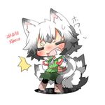  animal_ears artist_name bad_id bad_twitter_id blush closed_eyes dated fang fox_ears fox_tail long_hair lowres open_mouth original rebecca_(keinelove) shirogane_mitsuki silver_hair tail 