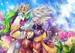  abstract_background clothing crown dress duo equine female feral friendship_is_magic fur greyraidan hair horn horse mammal multi-colored_hair my_little_pony open_mouth outside pony princess princess_celestia_(mlp) purple_eyes purple_fur royalty smile twilight_sparkle_(mlp) white_fur winged_unicorn wings 