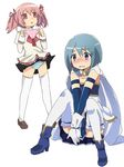  armband bad_id bad_pixiv_id banned_artist blue_eyes blue_hair blush cape gloves hair_ribbon kaname_madoka magical_girl mahou_shoujo_madoka_magica miki_sayaka multiple_girls panties pink_eyes pink_hair polka_dot polka_dot_panties ribbon runamatu school_uniform short_hair short_twintails sitting skirt striped striped_panties thighhighs twintails underwear zettai_ryouiki 