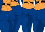  ass ass_focus belt close-up kidou_keisatsu_patlabor multiple_girls pants pantylines simple_background skin_tight tight tight_pants uniform white_background you_(fuoriclasse) 