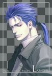  bad_id bad_pixiv_id blue_hair character_name copyright_name earrings fate/stay_night fate_(series) formal jewelry lancer long_hair male_focus ponytail red_eyes solo suit syuhei210 
