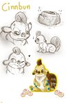  &lt;3 2016 4_fingers alien anger_vein arm_markings brown_eyes brown_nose character_name cinnamon_bun cinnbun dipstick_ears disney experiment_(species) fan_character food fur hi_res leg_markings lilo_and_stitch markings one_eye_closed simple_background sitting sketch_page sparkles tan_fur tongue tongue_out white_background white_fur wink xnogox 
