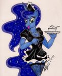  anthrofied breasts cleavage clothed clothing equine female friendship_is_magic horn legwear looking_at_viewer maid_uniform mammal my_little_pony newyorkx3 open_mouth plain_background princess_luna_(mlp) solo standing stockings white_background winged_unicorn wings 