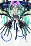  armpits arms_up bad_id bad_pixiv_id boots character_name detached_sleeves green_hair grin hatsune_miku highres hullabaloo long_hair navel necktie skirt smile solo thigh_boots thighhighs twintails very_long_hair vocaloid 