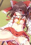  cum cumdrip hakurei_reimu highres koizumi_hitsuji solo spread_legs sweat touhou 