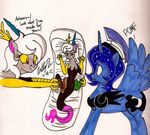  duo english_text equine eris female feral friendship_is_magic hi_res horn mammal my_little_pony newyorkx3 pillow plain_background princess_luna_(mlp) text white_background wing_boner winged_unicorn wings 