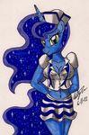  anthrofied arms_behind_back breasts cleavage clothed clothing equine female friendship_is_magic horn looking_at_viewer mammal my_little_pony newyorkx3 plain_background princess_luna_(mlp) sailor_uniform solo standing white_background winged_unicorn wings 
