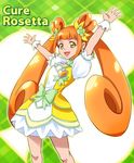  absurdres brown_eyes brown_hair character_name choker club_(shape) cure_rosetta dokidoki!_precure earrings flower hair_flower hair_ornament highres jewelry long_hair magical_girl open_mouth precure ribbon smile solo toyo-1040-maruthi twintails wrist_cuffs yotsuba_alice 