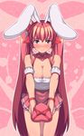  animal_ears bare_shoulders blush box breasts bunny_ears cleavage di_gi_charat dice gift hair_ornament heart-shaped_box incoming_gift large_breasts long_hair outstretched_hand red_eyes red_hair saiste smile solo usada_hikaru valentine very_long_hair 