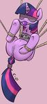  anus ball_gag bdsm blindfold bondage bound clopper-dude drooling equine female feral friendship_is_magic gag hair horn horse magic_inhibitor mammal multi-colored_hair my_little_pony nude plain_background pony pussy rope saliva solo spread_legs spreading suspension twilight_sparkle_(mlp) unicorn 