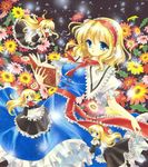  airbrush_(medium) alice_margatroid blonde_hair blue_eyes book bow capelet dress flower frills hairband long_hair marker_(medium) ribbon sash shanghai_doll short_hair tegaki_no_yuu touhou traditional_media 