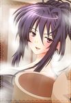  1girl blush high_school_dxd himejima_akeno long_hair purple_eyes smile solo 