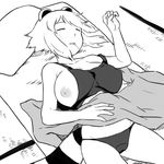  animal_ears araiguma-san breasts drooling greyscale huge_breasts monochrome nipple_slip nipples no_bra off_shoulder original panties raccoon_ears short_hair sleeping solo tank_top tatami tsukudani_(coke-buta) underwear underwear_only wardrobe_malfunction 