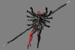  1girl 3d absurdres full_body highres metal_gear metal_gear_(series) metal_gear_rising:_revengeance mistral_(metal_gear_rising) multi_arm multi_limb multiple_arms ninja official_art red_hair simple_background solo standing 