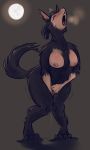  2015 anthro big_breasts blush breasts canine female looking_pleasured mammal masturbation moon nipples nude open_mouth pigeon_toed pussy_juice redacted simple_background solo standing transformation were werewolf wide_hips 