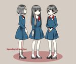  a~chan black_hair braid dress high_heels kashiyuka long_hair multiple_girls nocchi_(perfume) perfume shoes short_hair uniform uomiya_naname 