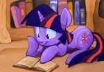  book cutie_mark equine female feral friendship_is_magic horn horse library lying mammal my_little_pony pony reading solo sophiecabra tess_garman traditional_art traditional_media twilight_sparkle_(mlp) unicorn 