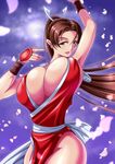  1girl breasts brown_eyes brown_hair ema ema_(emaura) fatal_fury huge_breasts king_of_fighters ponytail shiranui_mai snk 