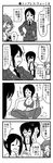  4koma akiyama_yukari bottle bra chouno_ami comic girls_und_panzer greyscale japan_ground_self-defense_force japan_self-defense_force kadotani_anzu kawashima_momo military military_uniform monochrome monocle multiple_girls nanashiro_gorou panties panties_under_pantyhose pantyhose partially_translated sake_bottle short_hair translation_request underwear underwear_only uniform 