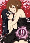  bad_id bad_pixiv_id black_hair blanket blush brown_hair cherry_blossoms closed_eyes cover cover_page doujin_cover hirasawa_yui hug jewelry k-on! long_hair looking_at_viewer lying multiple_girls nakano_azusa nude official_style on_side open_mouth ragho_no_erika ring round_teeth short_hair smile teeth twintails yuri 