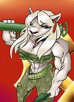  abs akita_stormfield akita_stromfield anthro army belt biceps breasts camo canine clothing dickgirl dog farkhan herm heterochromia husky intersex mammal military muscles navel necklace pants pose ranged_weapon rocket rocket_launcher russian solo soviet weapon 