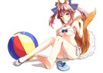  animal_ears bad_id bad_pixiv_id ball barefoot beachball bikini blush bow breasts cleavage fate/extra fate_(series) feet flip-flops fox_ears fox_tail hair_bow hair_ribbon hikaru-che large_breasts nail_polish pink_hair pov_feet ribbon sandals shoes side-tie_bikini single_shoe sitting soles solo swimsuit tail tamamo_(fate)_(all) tamamo_no_mae_(fate) toes twintails underboob white_bikini yellow_eyes 