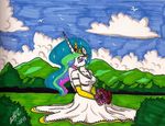  anthrofied dress equine female friendship_is_magic horn horse landscape mammal my_little_pony newyorkx3 pony princess princess_celestia_(mlp) royalty winged_unicorn wings 