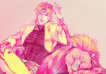  blonde_hair dio_brando headband heart jacket jojo_no_kimyou_na_bouken lion red_eyes wellycheee yellow_jacket 