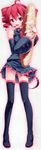  :d absurdres ahoge baguette binzoko_megane_(san-inch) black_legwear boots bread dakimakura detached_sleeves drill_hair food full_body halftone halftone_background headset highres kasane_teto legs object_hug open_mouth pink_eyes pink_hair smile solo thigh_boots thighhighs twin_drills twintails utau zettai_ryouiki 