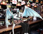  anthro bar clothing dragon english_flag fins flag gloves guitar jacket markings mekiota music pants pub reptile scalie stool wings 